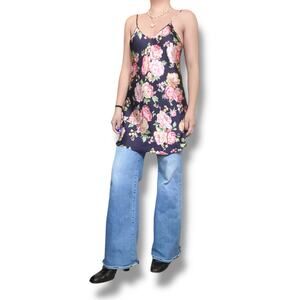 Vintage Dentelle Floral Satin Mini Slip Dress Medium Fairy Love Romantic EUC